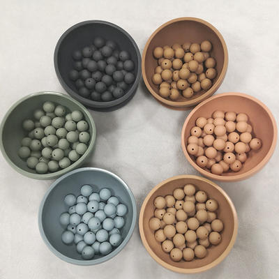 New Color BPA Free Baby Chew Necklace Round Silicone Teething Beads Brown/pink/orange/green/blue or Custom Color DL13-005 CN;GUA