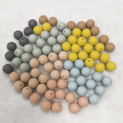 New Color BPA Free Baby Chew Necklace Round Silicone Teething Beads Brown/pink/orange/green/blue or Custom Color DL13-005 CN;GUA