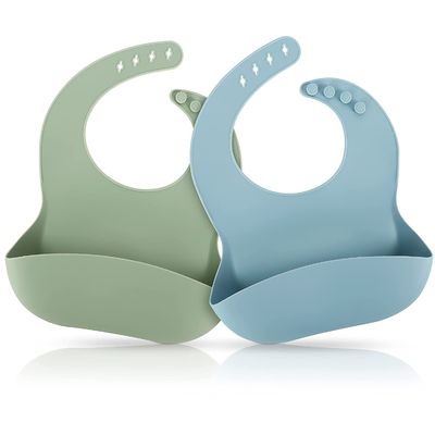 مورد تایید FDA سیلیکون رنگی Patel Feeding Bib Safe In Steriliser Baby Pinny